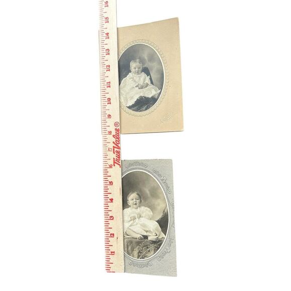 2 Antique Cabinet Card Photos Black And White Children Babies Red Lodge Montana - Picture 4 of 4